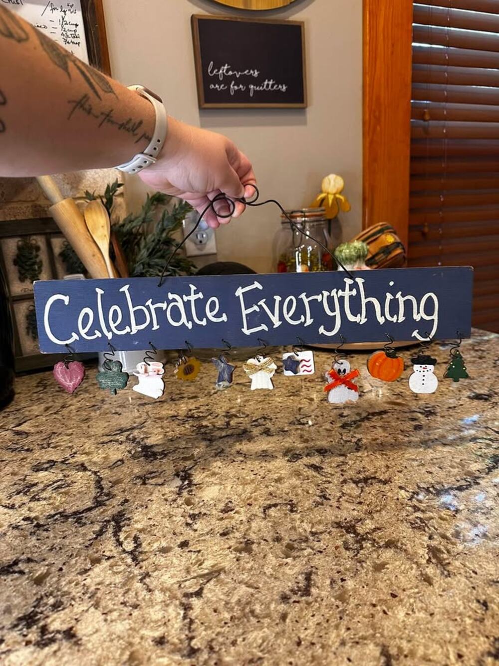 Vintage Style Celebrate Everything Seasonal Charm Wood Sign
